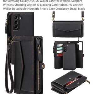 Samsung Galaxy A55 5G Black Leather Wallet Case